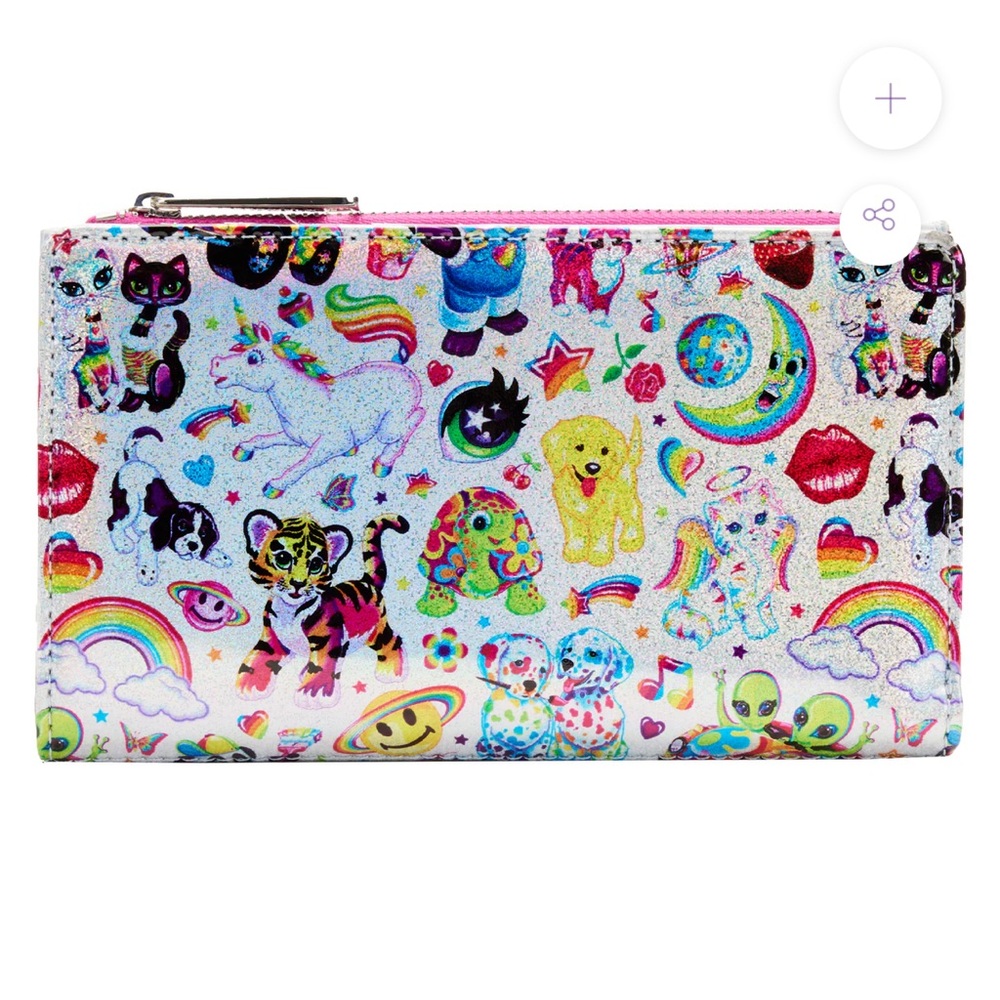 Loungefly Lisa Frank Iridescent Prism Holographic AOP Flap Wallet